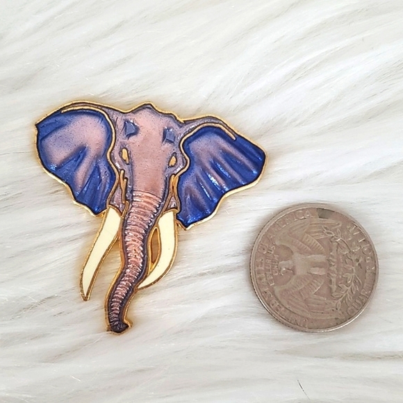 Vintage 1989 80s William Spear Enamel Champleve Handmade Elephant Brooch Pin 1.5 - Picture 3 of 10